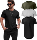 Mens Longline Crewneck Tee for Men - 3-Pack Casual Hipster Fit