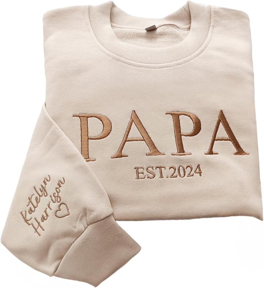 Custom Embroidered Papa Sweatshirt - Gift for New Dad