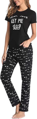 EISHOPEER Women's Cute Printed Short Sleeve Pajama Set - Soft