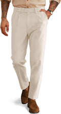 Mens Vintage Pleated Tapered Cropped Dress Pants for Men - Extended