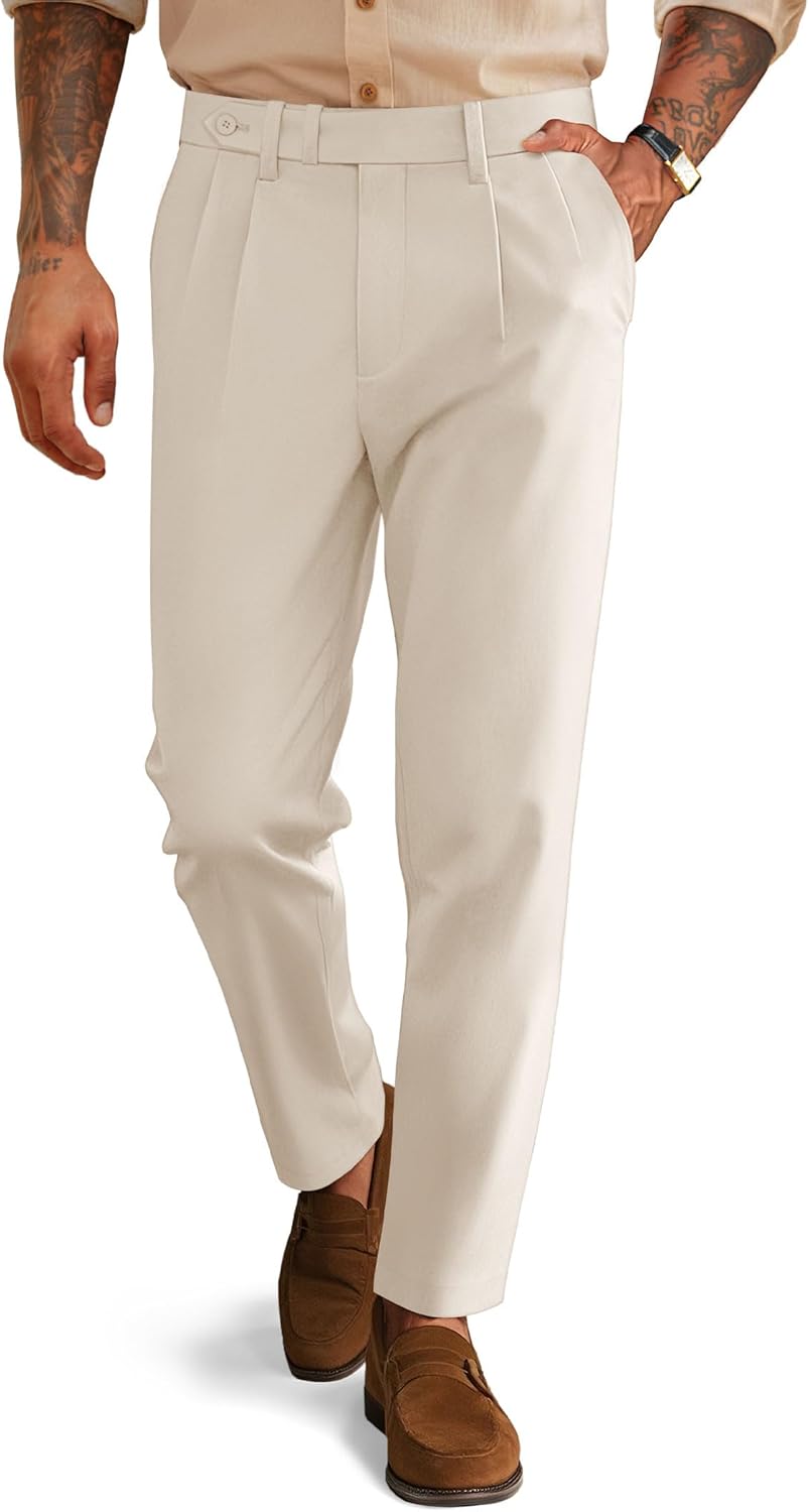PJ PAUL JONES Mens Vintage Pleated Tapered Dress Pants