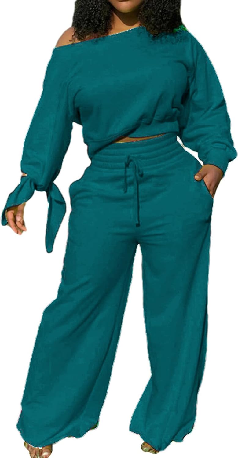 Casual 2 Piece Outfits for Women Long Sleeve Sweatsuit Set