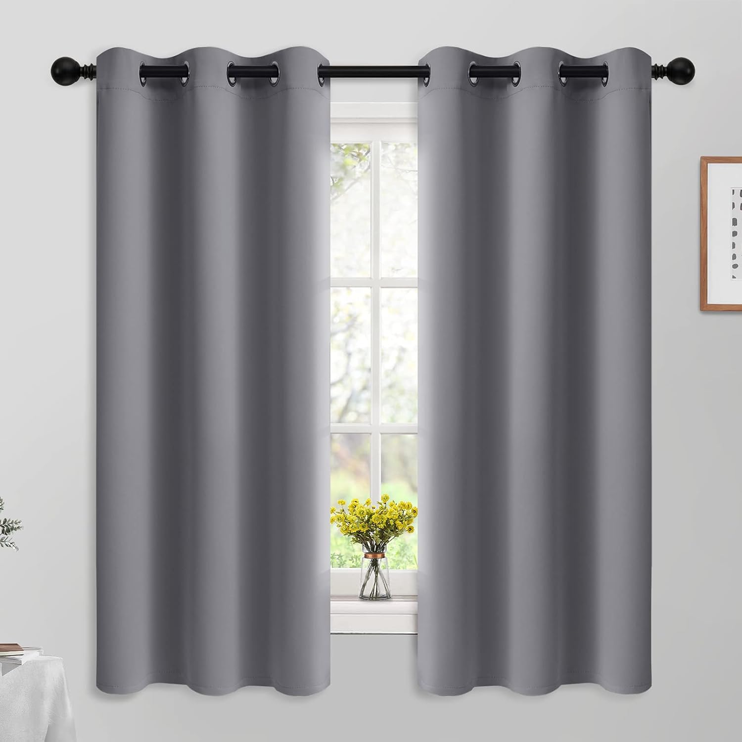 Yakamok 63 Inch Grey Blackout Curtains for Bedroom and Living Room