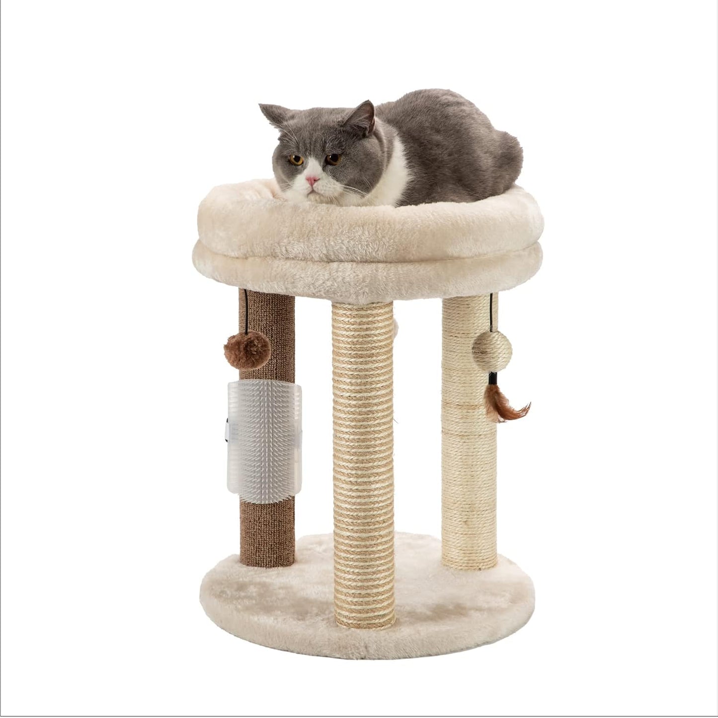 MECOOL 4in1 Small Cat Tree with Scratching Post and Toys
