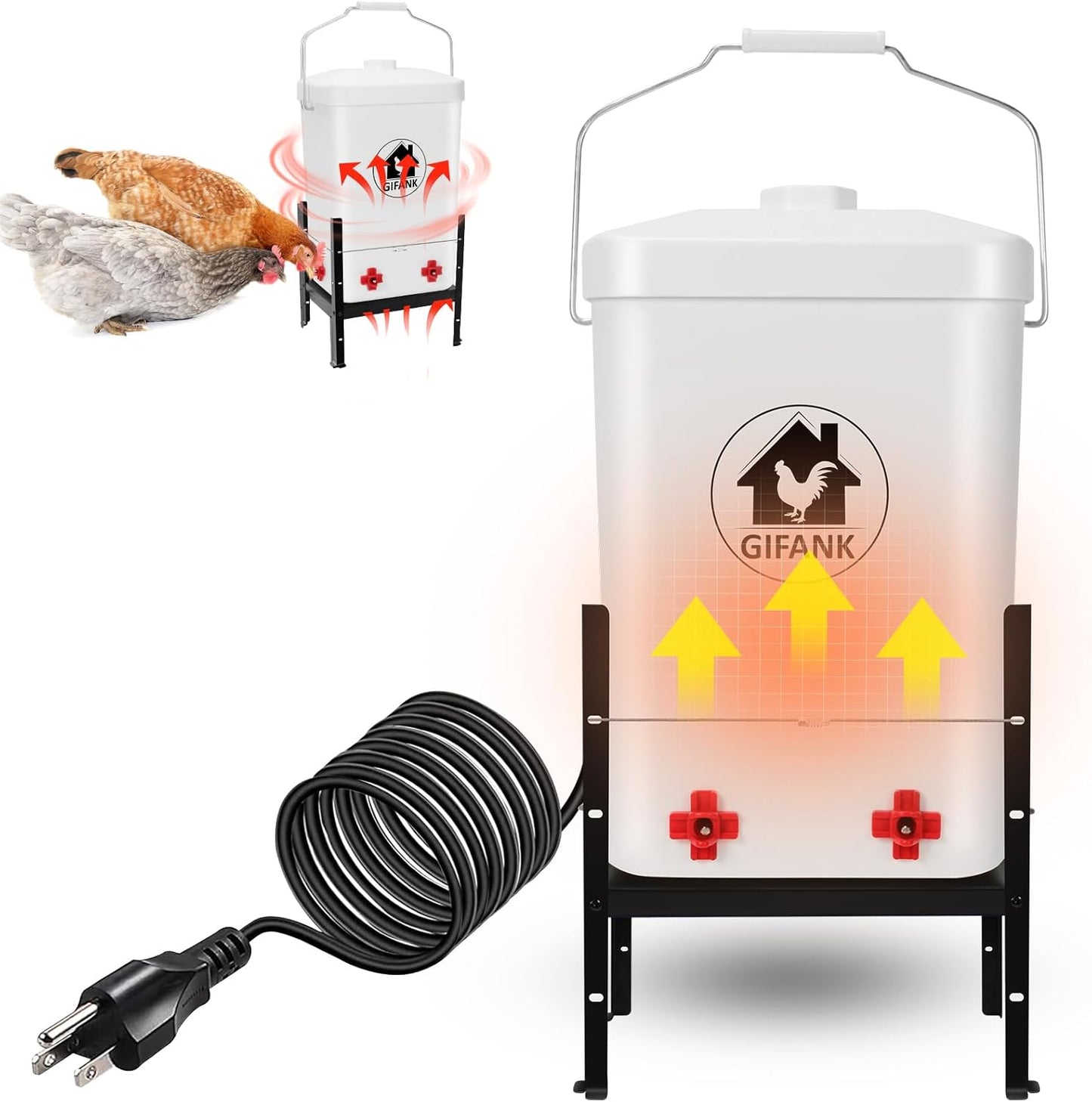 GIFANK 3 Gallon Heated Chicken Waterer for Winter Use
