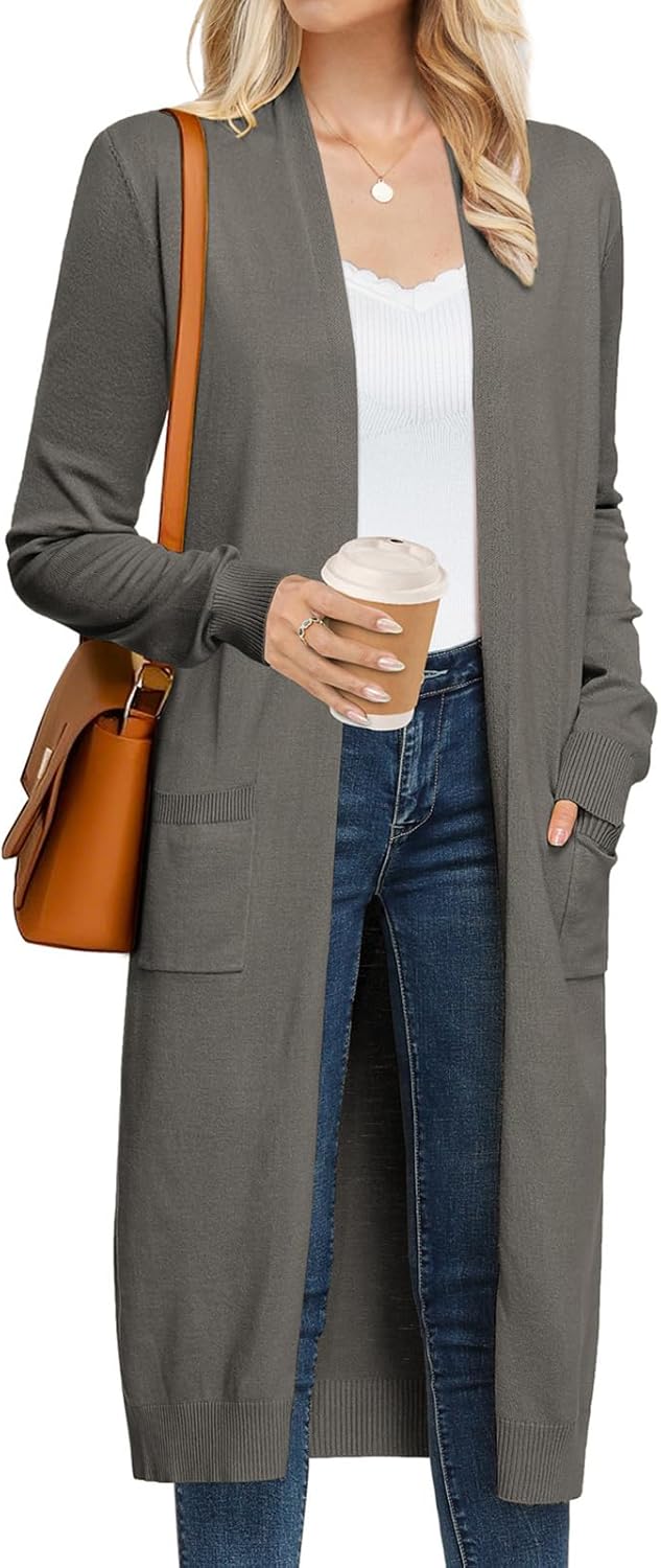 Trendy Long Cardigans Sweater for Women - Lightweight Maxi Duster