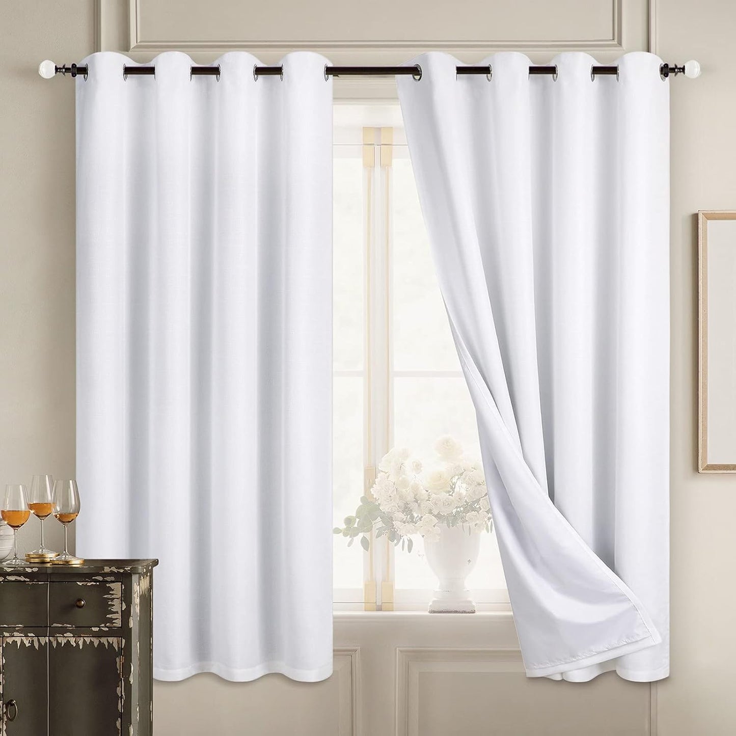 Diraysid 100% Blackout Curtains for Bedroom - Elegant Linen Look