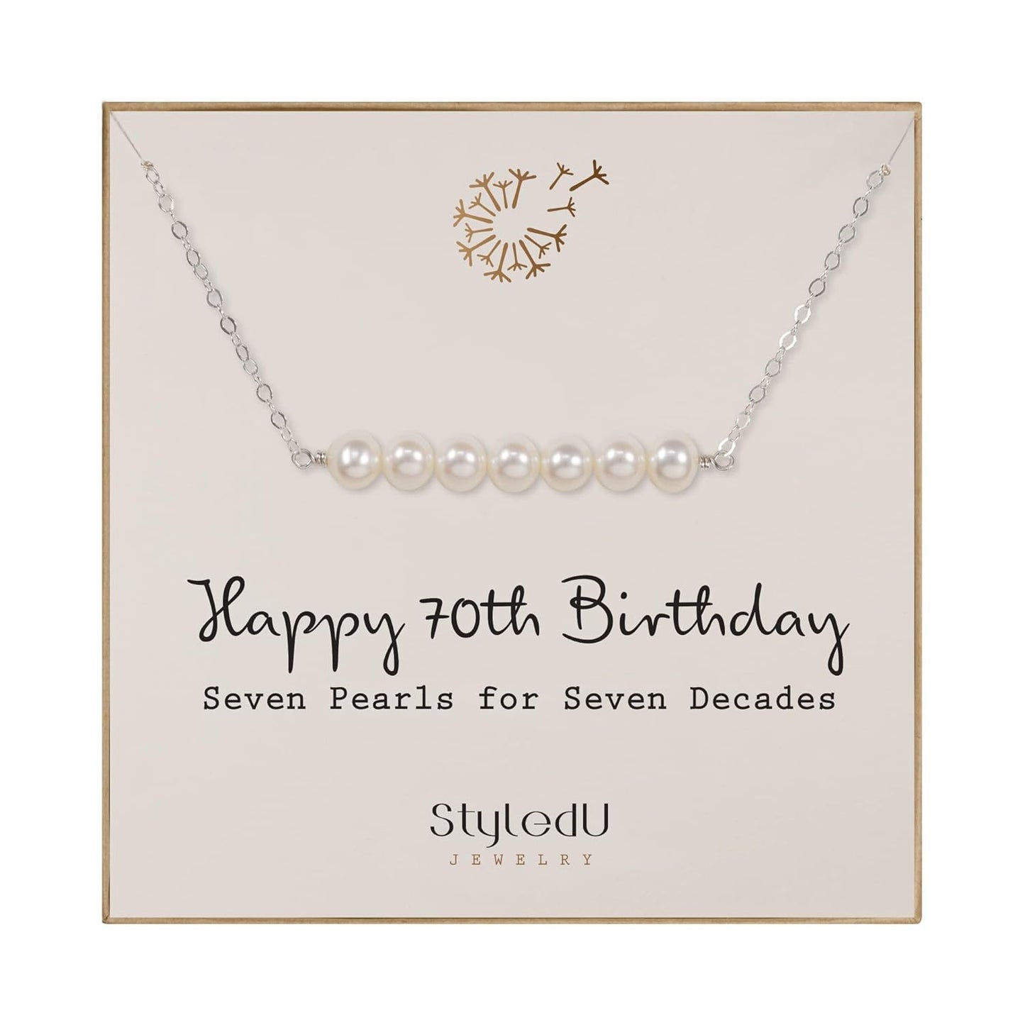 70th Birthday Gifts for Women - Sterling Silver Pearl Necklace