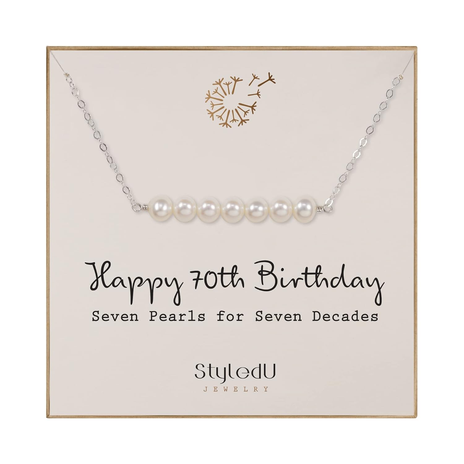 70th Birthday Gifts for Women - Sterling Silver Pearl Necklace
