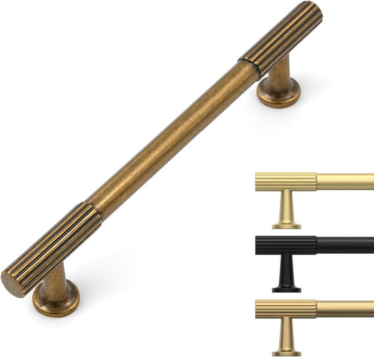 10 Pack 5 Inch Antique Brass Cabinet Pulls for Vintage Style