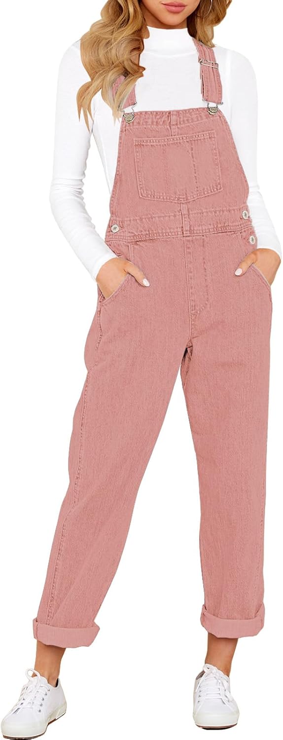Luvamia Women's Casual Stretch Adjustable Denim Bib Overalls