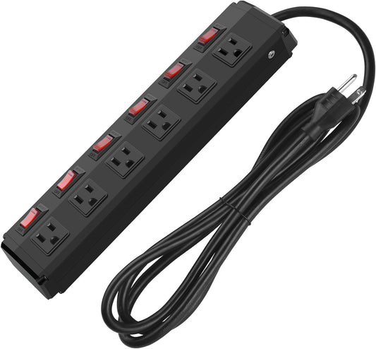 CCCEI Metal Power Strip with 6 Individual Switches