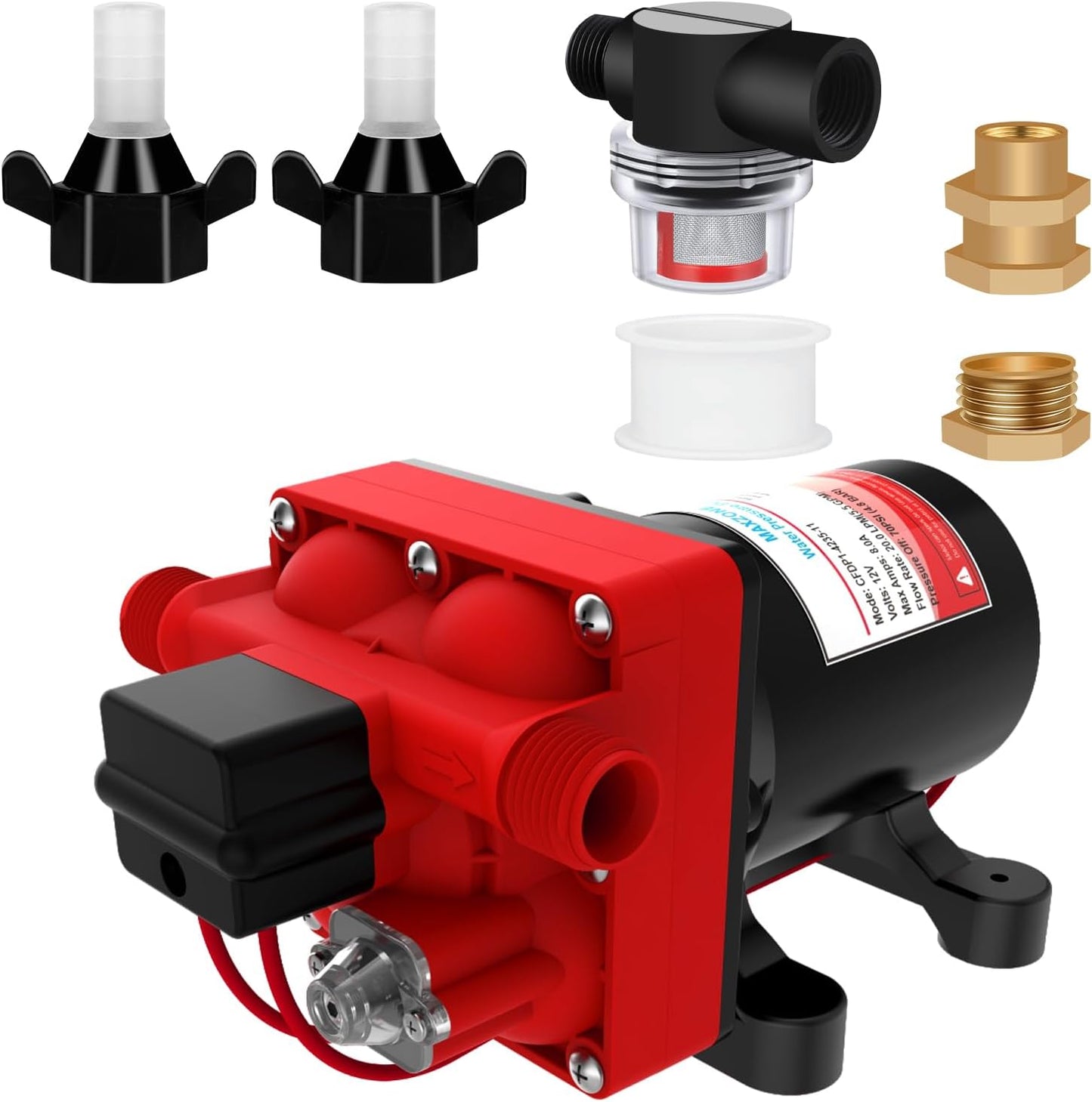 12V Diaphragm Pump 5.5GPM 55PSI for Marine and RV Use