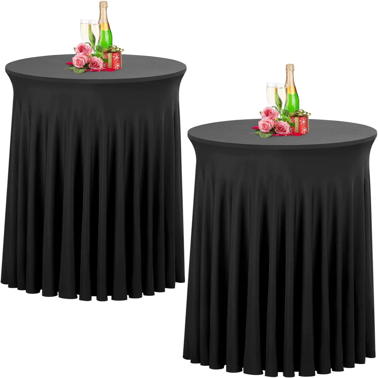 Spandex Cocktail Table Skirts, Elegant Drapes, 2 Pack