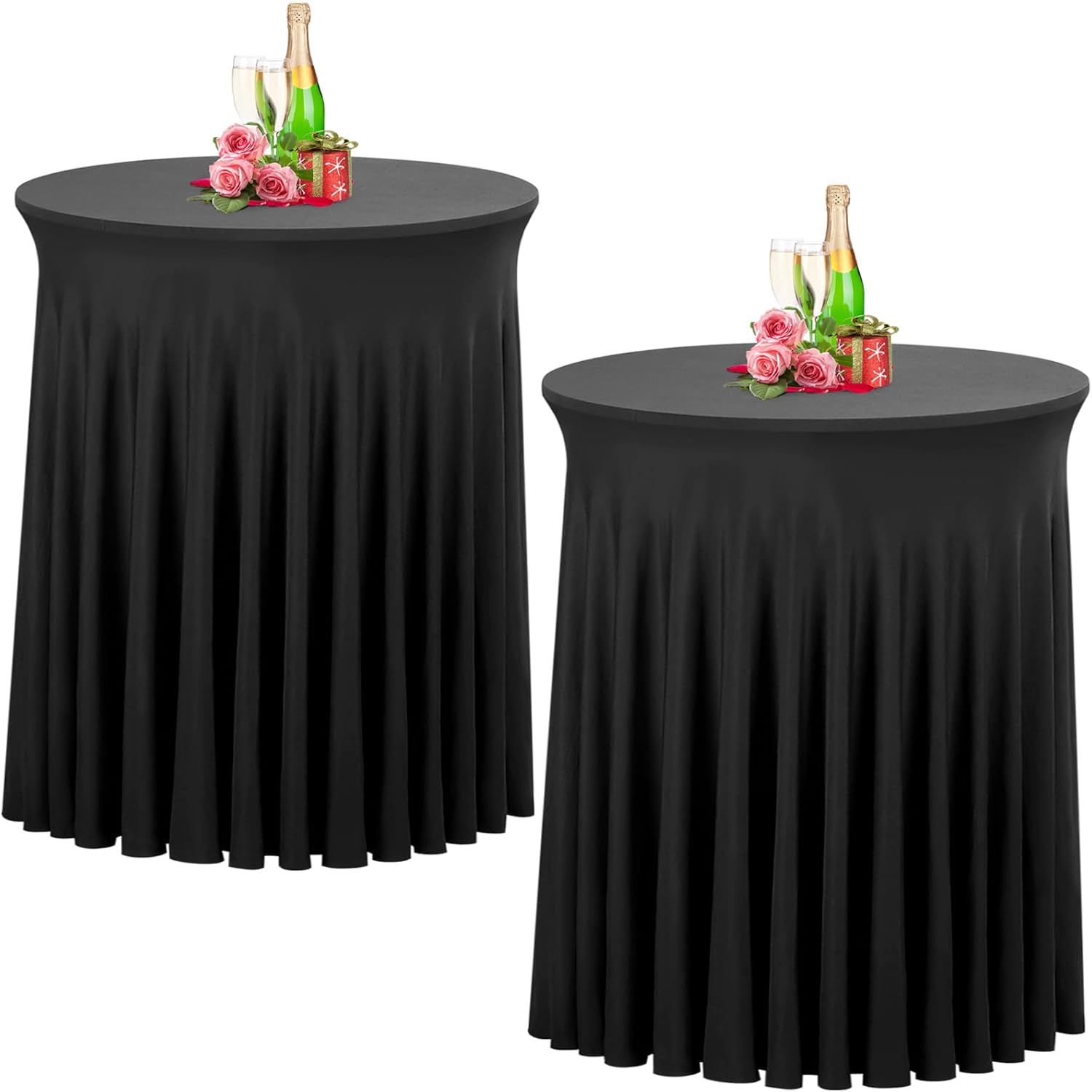Spandex Cocktail Table Skirts, Elegant Drapes, 2 Pack