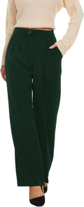Wide Leg Pants Women's High Elastic Back Waist - Work & Casual