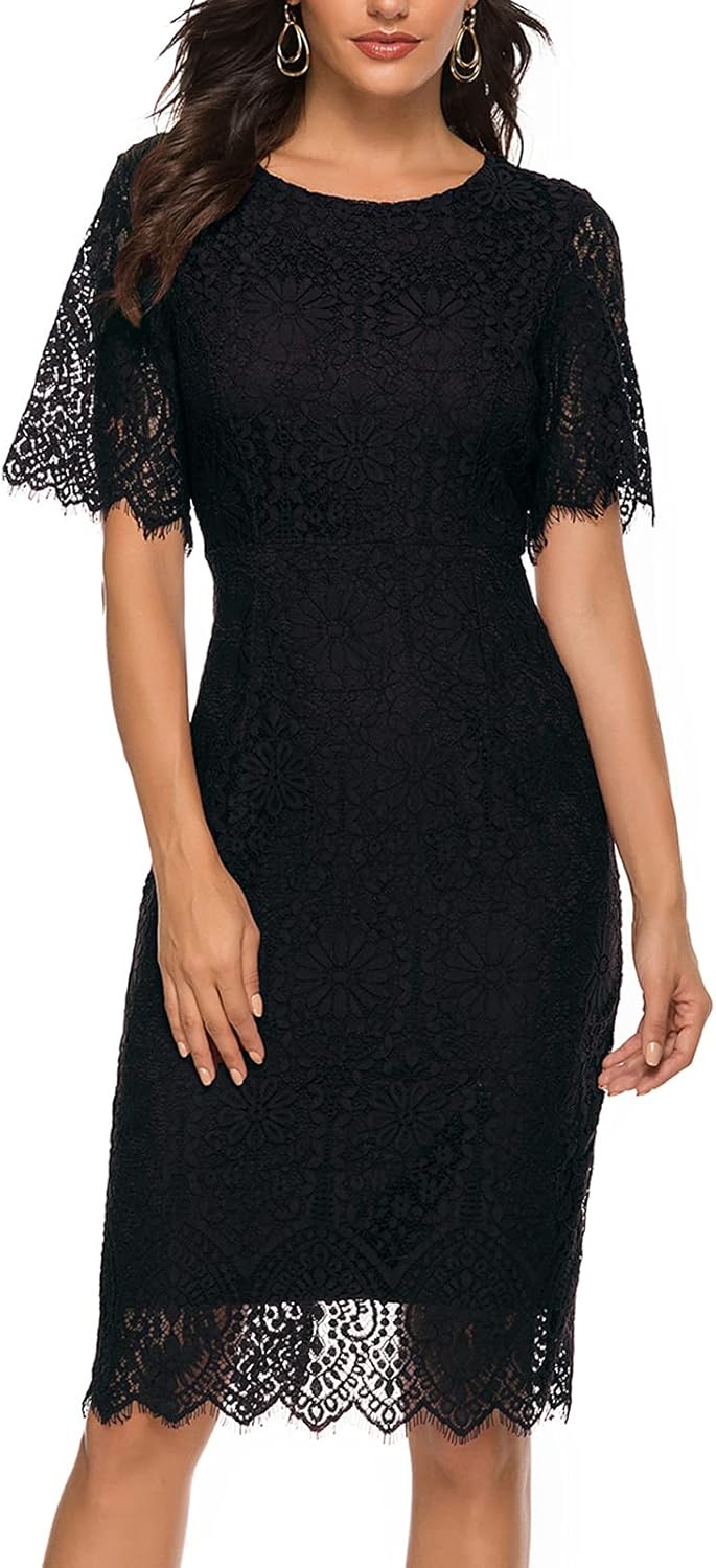 MEROKEETY Women's Lace Floral Cocktail Dress for Parties