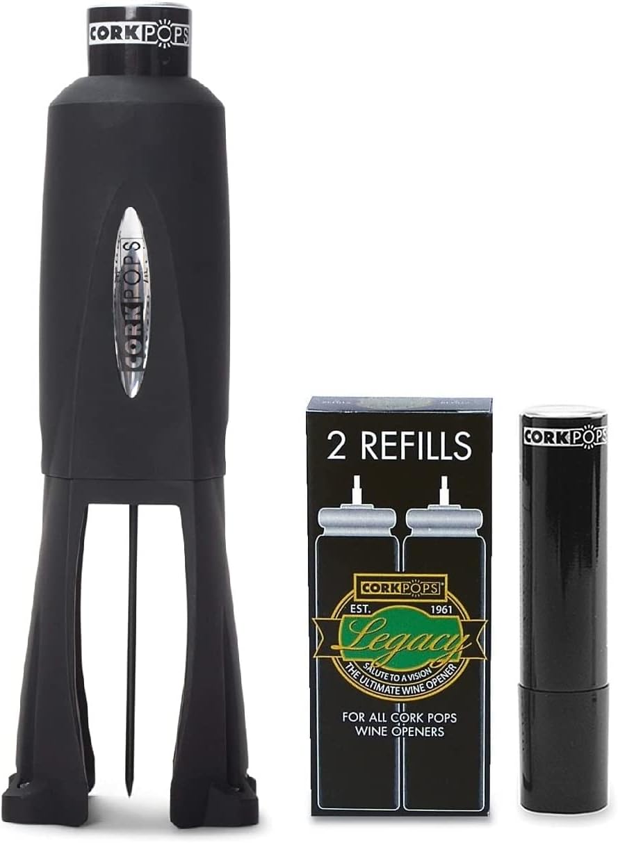Cork Pops Legacy Wine Opener with Refill Cartridges for Effortless Use