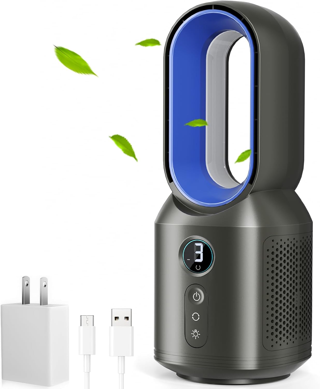 let'me Bladeless 13 Desk Fan: Quiet, Oscillating, Night Light