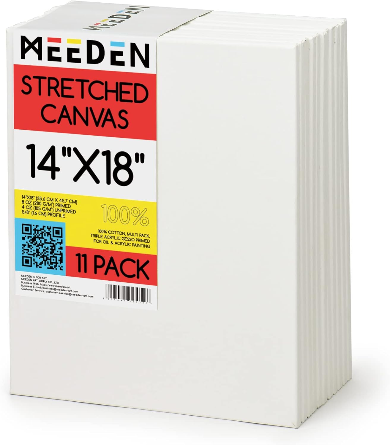 MEEDEN Stretched Canvas Pack of 11 for Acrylic Oil Painting