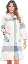 Casual Nights Womens Floral Snap Front Flannel Duster - Long Lounger
