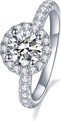 Moissanite Engagement Rings for Women 1.64ct D VVS1 - Halo Sterling