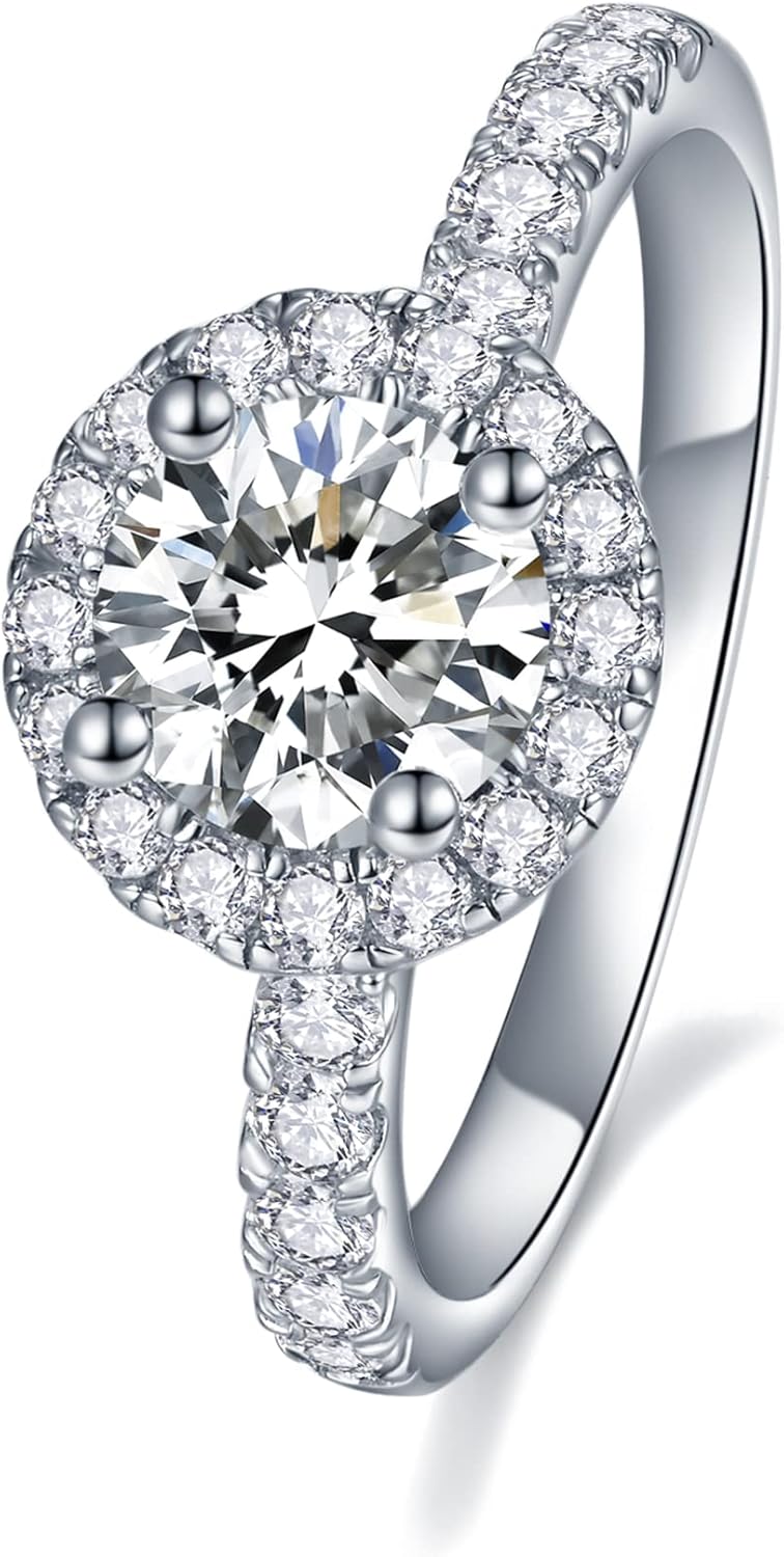 IMOLOVE Solitaire Engagement Ring with Moissanite Sparkle