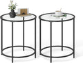 VASAGLE Round Side Tables Set of 2 - Minimal Glass End Tables