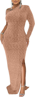 Women's Formal One Shoulder High Split Evening Party Dress - Elegant