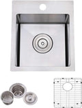 13x15 in Drop In Small RV Sink - Compact 16GA Stainless Bar Sink