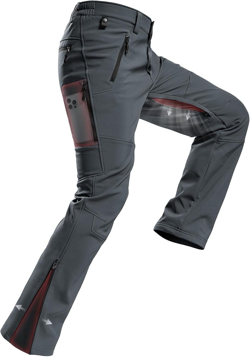 Moosehill Mens Snow Ski Pants Water Resistant Fleece Lined