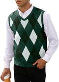 Mens Argyle Knitwear Vest V Neck Sleeveless Slim Fit Pullover Men's