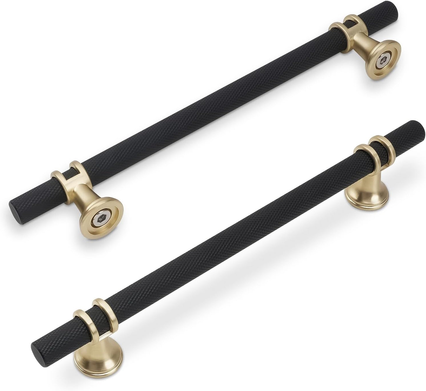 10 Pack 6-1/4 Inch Cabinet Pulls in Matte Black and Gold Finish