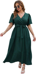 Plus Size V Neck Wrap Maxi Dress - Flattering Summer Wrap Style
