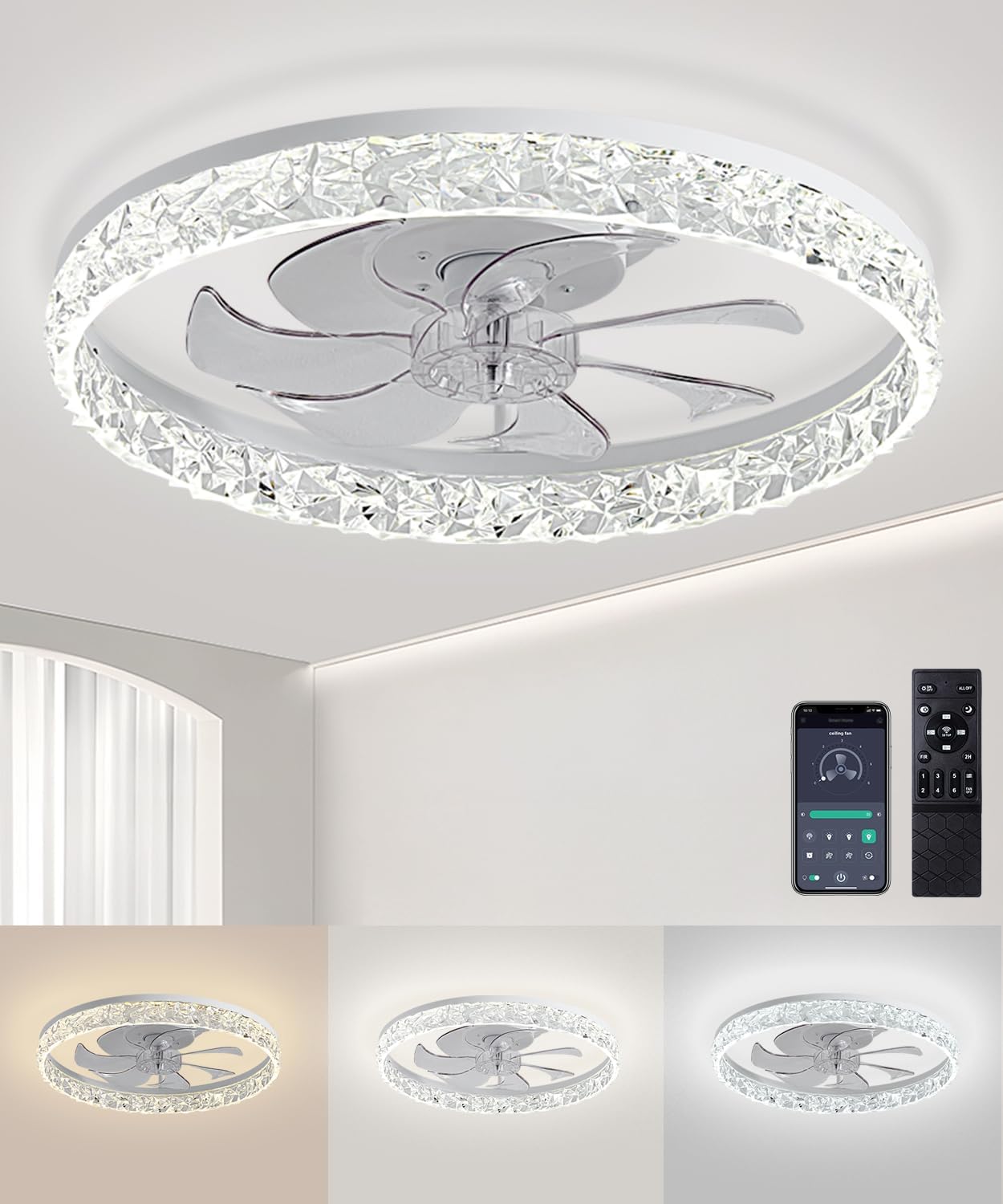 Bladeless LED Ceiling Fan with Lights and Remote Control Features