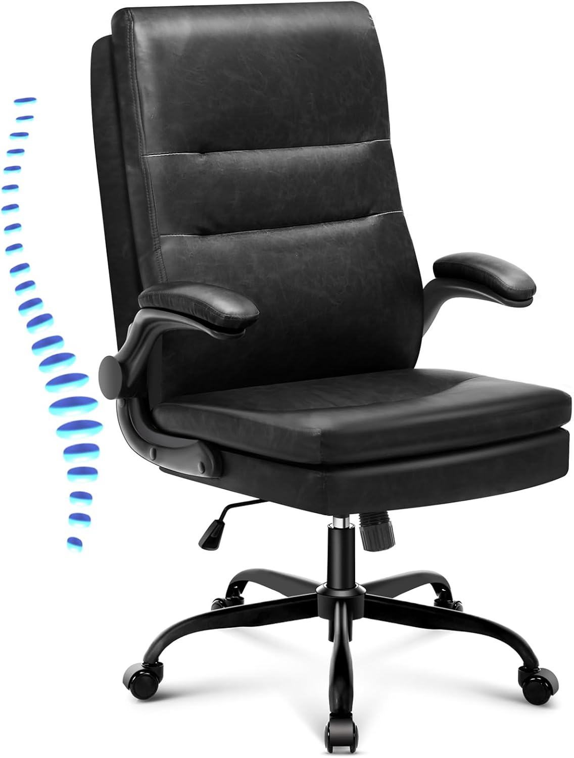 Vintage Leather Big & Tall Office Chair - Lumbar Support