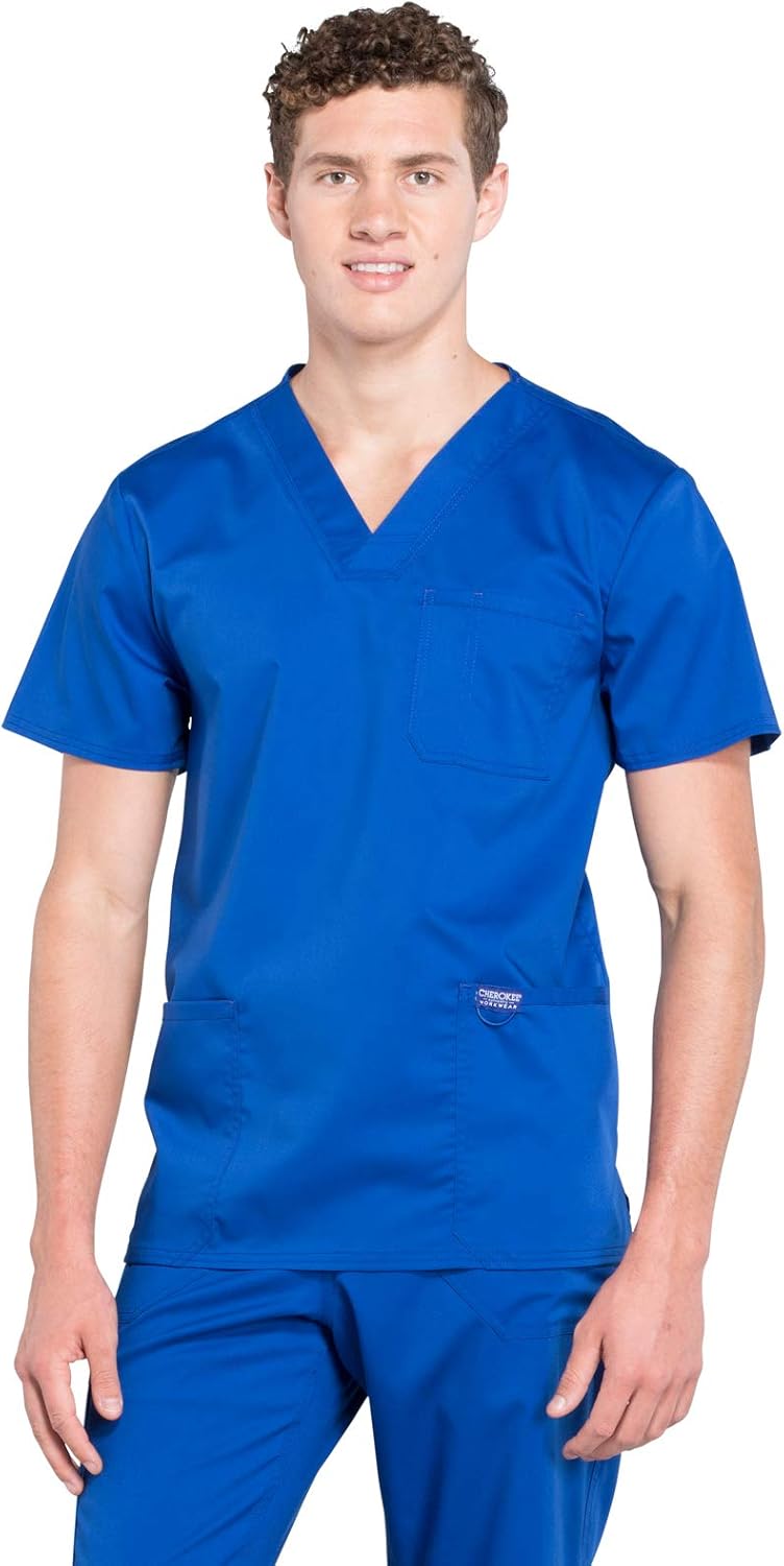 Cherokee Scrub Top for Men V-Neck with 3 Pockets and Style