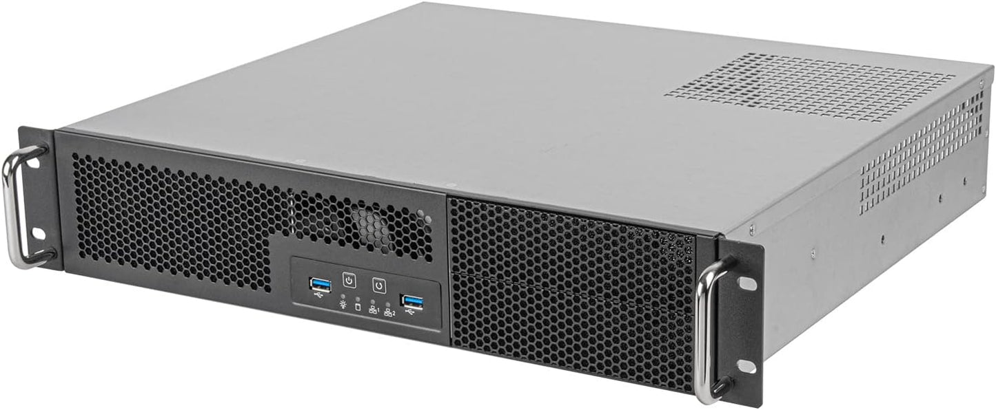 2U Rackmount Server Chassis with Dual Drive Bays and USB 3.0