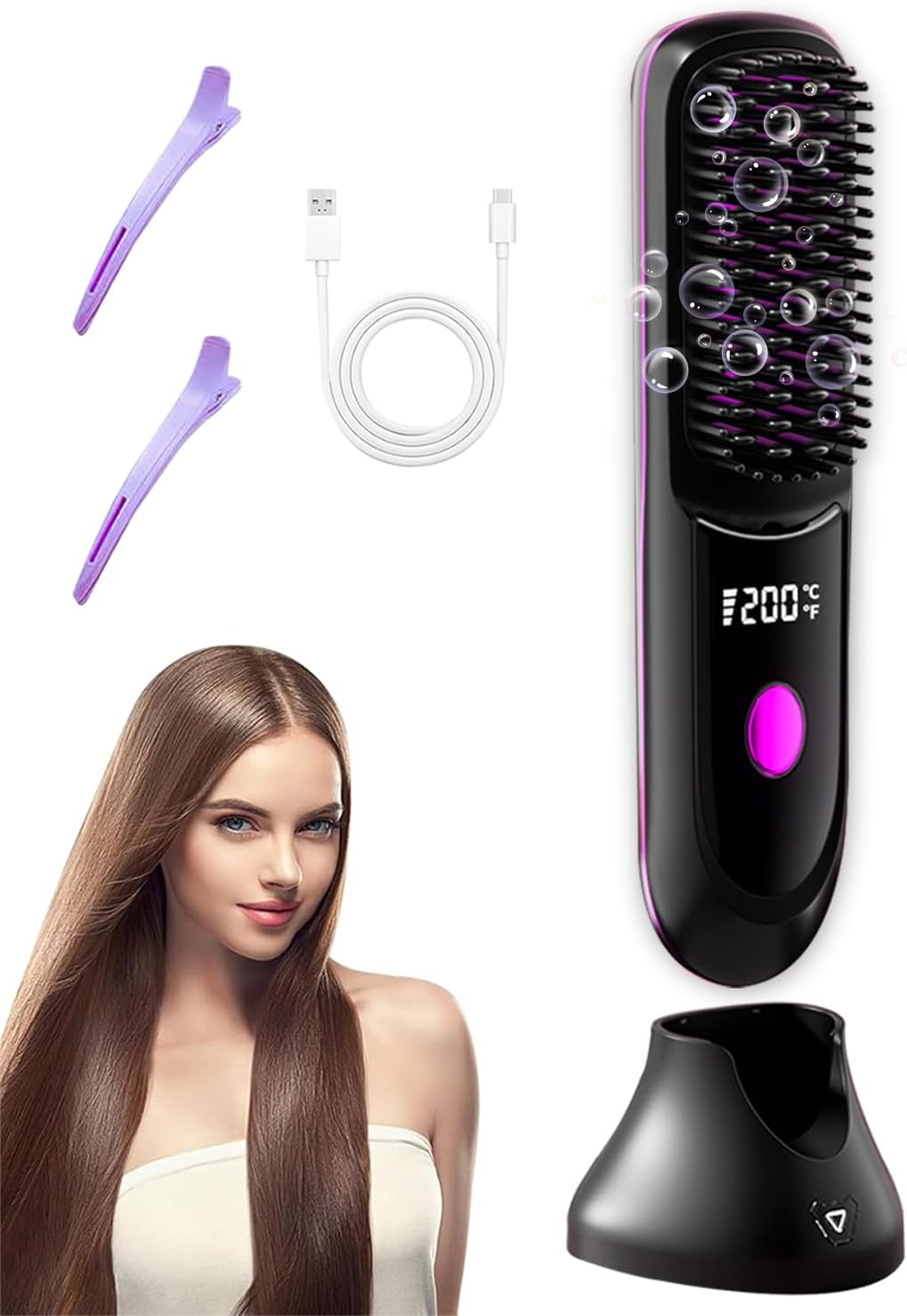 Go Brush Pro Hair Straightener Cordless Comb for Travel