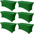 Obstal 6 Pack Stretch Spandex Green Table Covers for 6 ft Tables