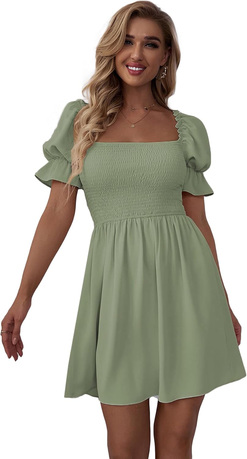 WDIRARA Women's Square Neck Flounce Dress for Every Occasion
