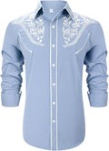 Western Shirts for Men Cowboy Long Sleeve Embroidered Slim Fit