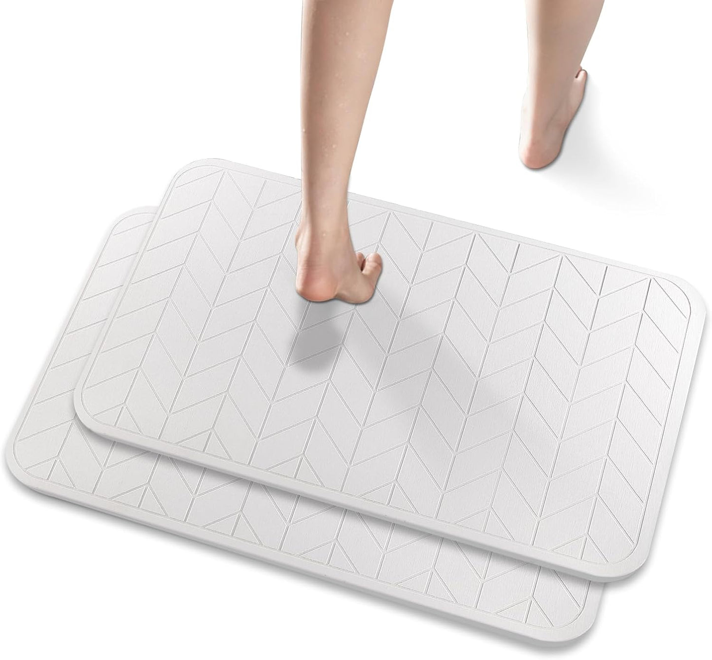 Diatomaceous Earth Shower Mat 2 Pack, Fast-Drying Bath Mat