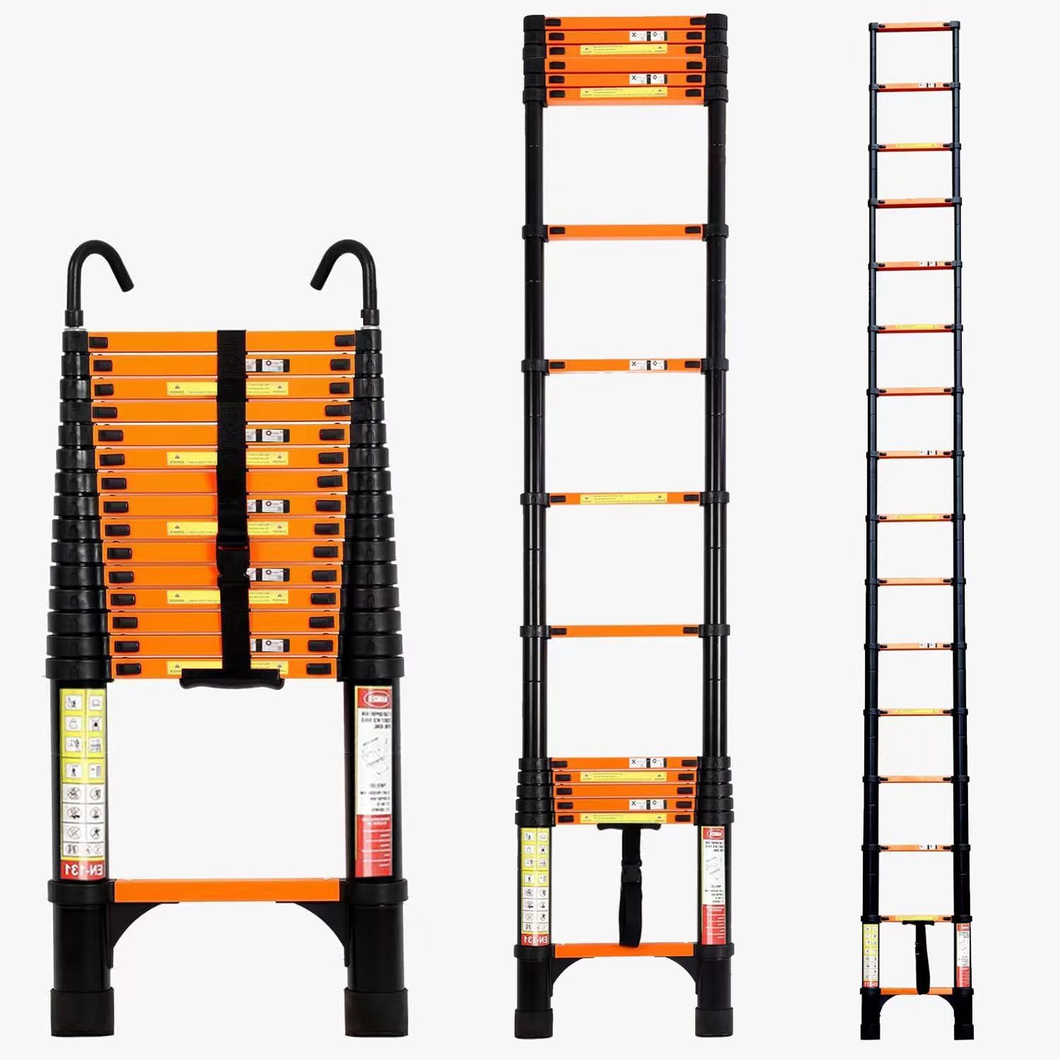 BOWEITI 15.5FT Telescoping Ladder for Home and Outdoor Use