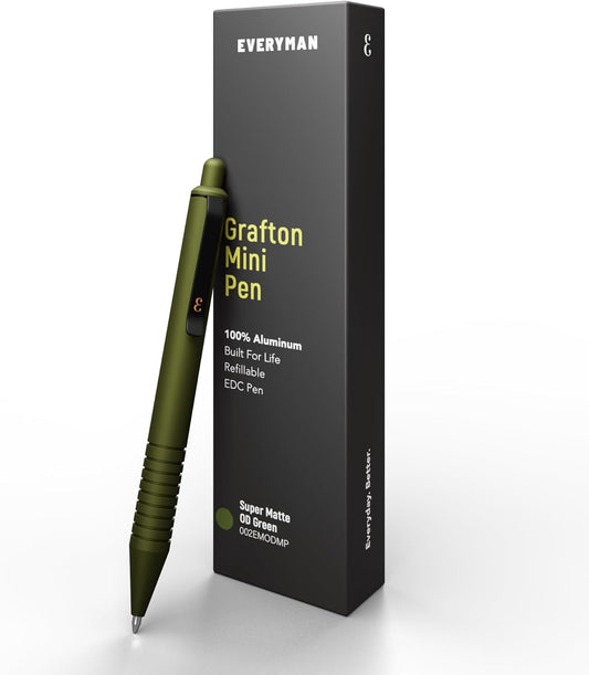 Everyman Super Matte Mini Click Pen in OD Green for EDC Use
