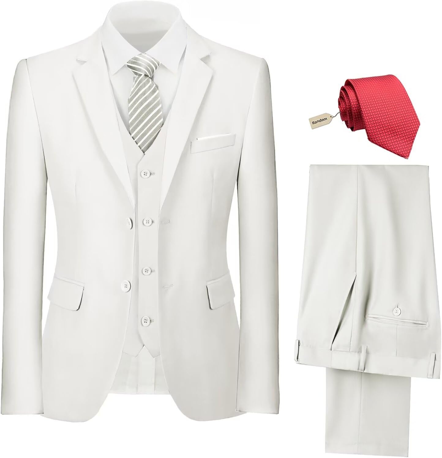 Mens Suit 3 Piece Set Slim Fit Wedding Groomsmen Suit for Men