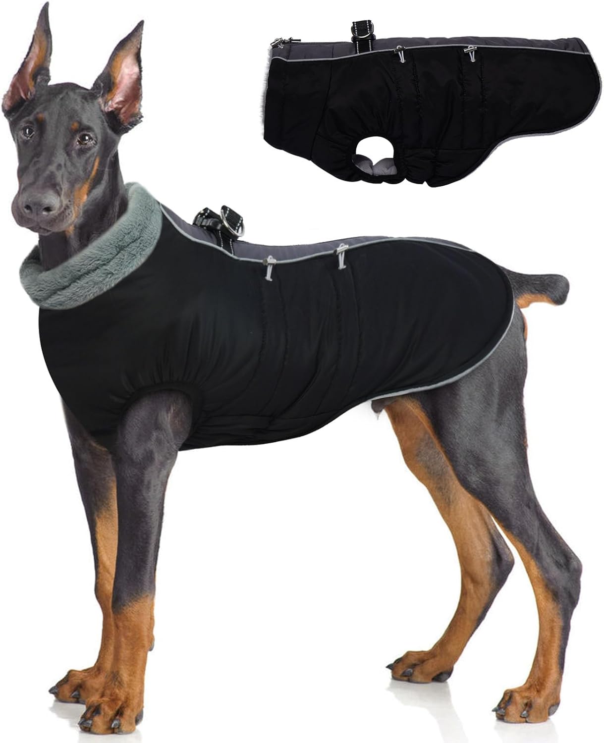 IDOMIK Warm Dog Coat with Harness Built-in for Cold Weather
