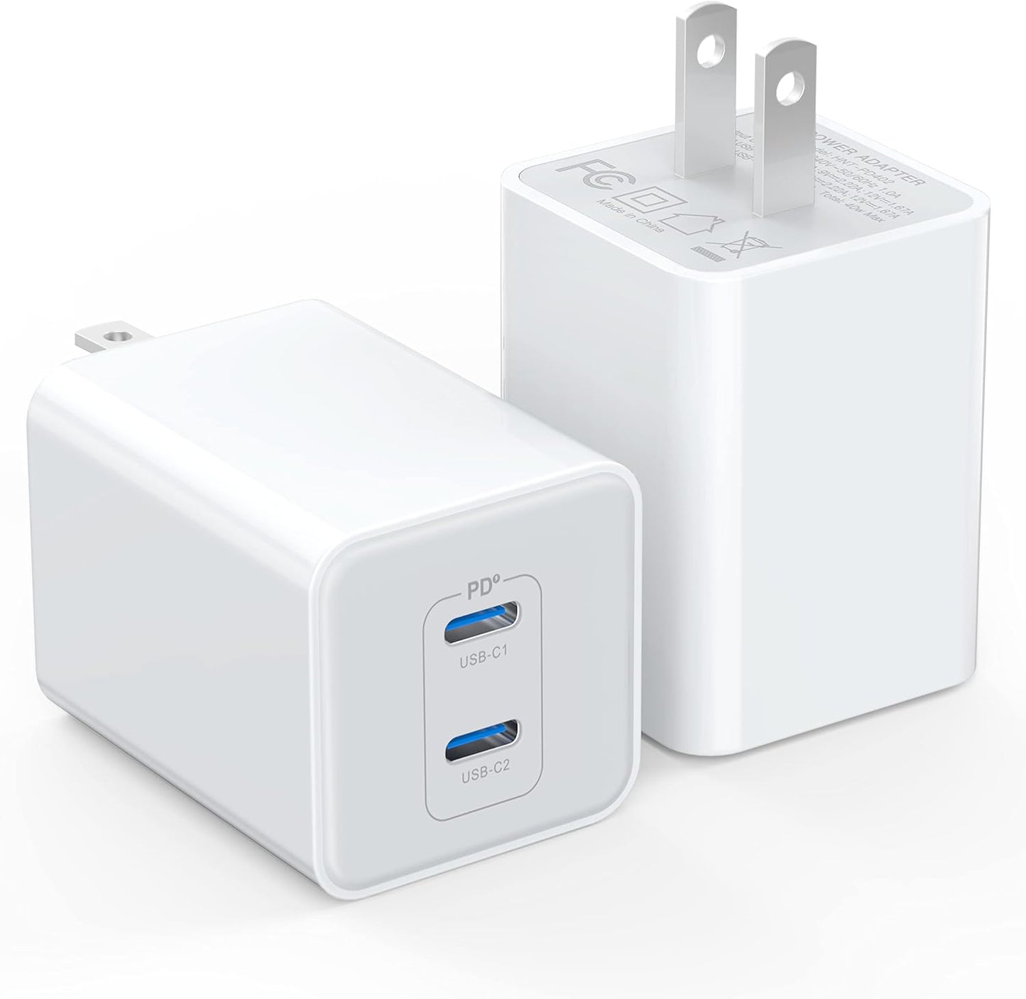 Fast Dual Port 40W USB C Charger Block by LCGENS