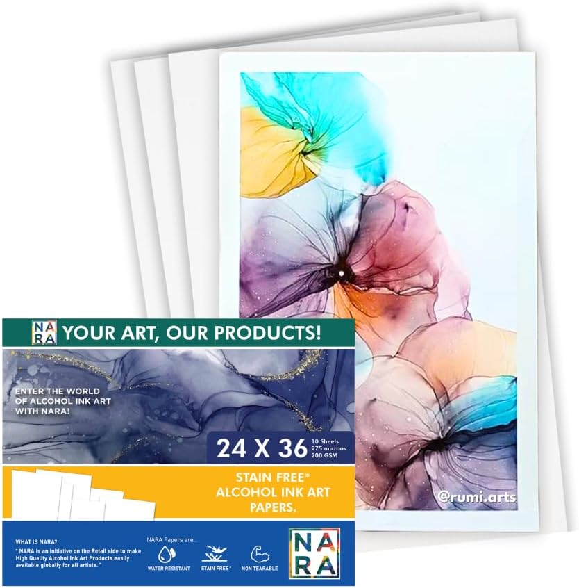 NARA Alcohol Ink Paper - Premium 24x36 Sheets for Artists