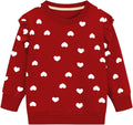 Toddler Girls Heart Sweatshirt Ruffle Crewneck - Soft Cotton